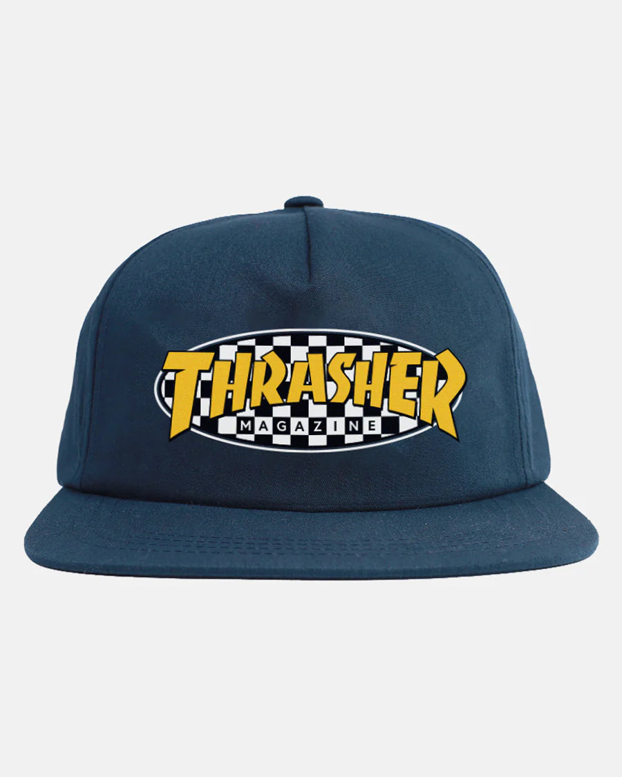THRASHER - Checkered Oval Snapback Navy