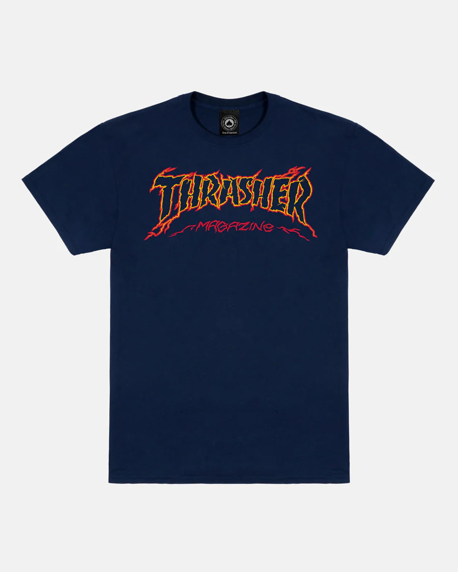 THRASHER - Cracked By Exteenager Tee Navy