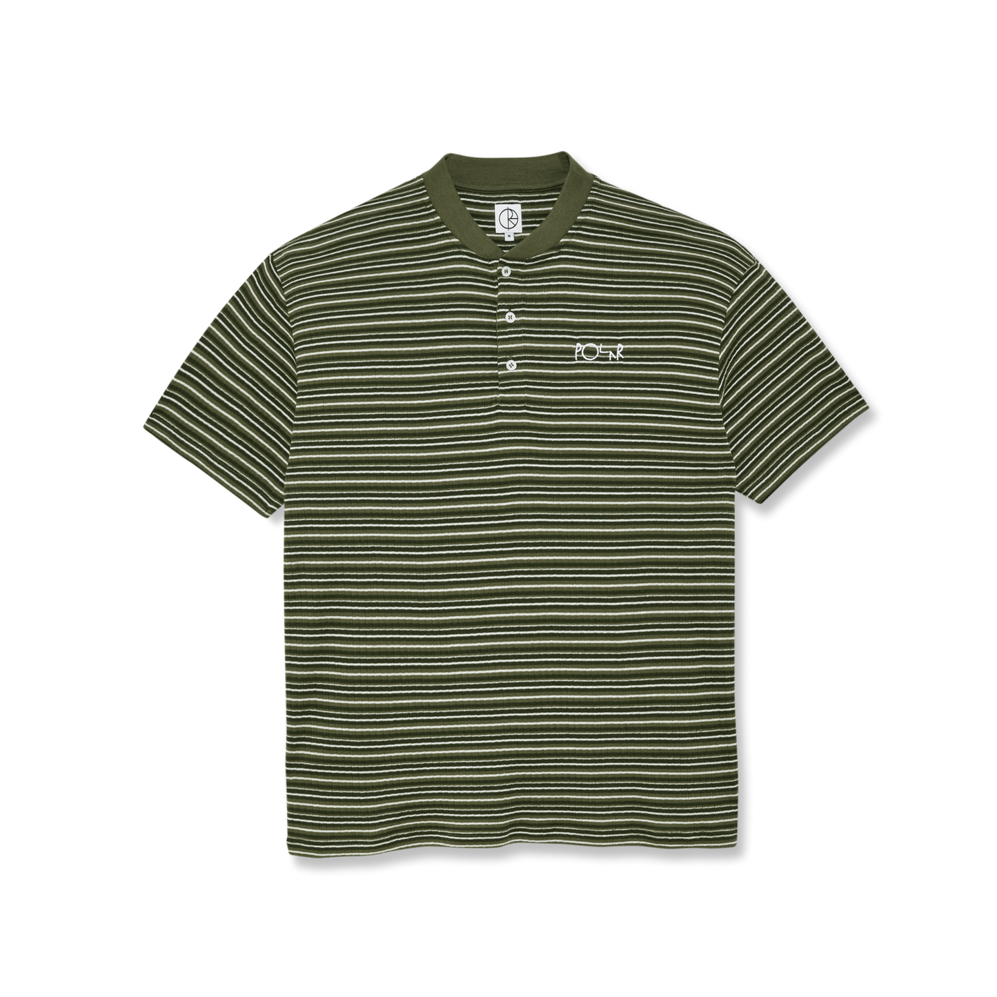 POLAR SKATE CO. - Stripe Rib Henley Tee Uniform Green