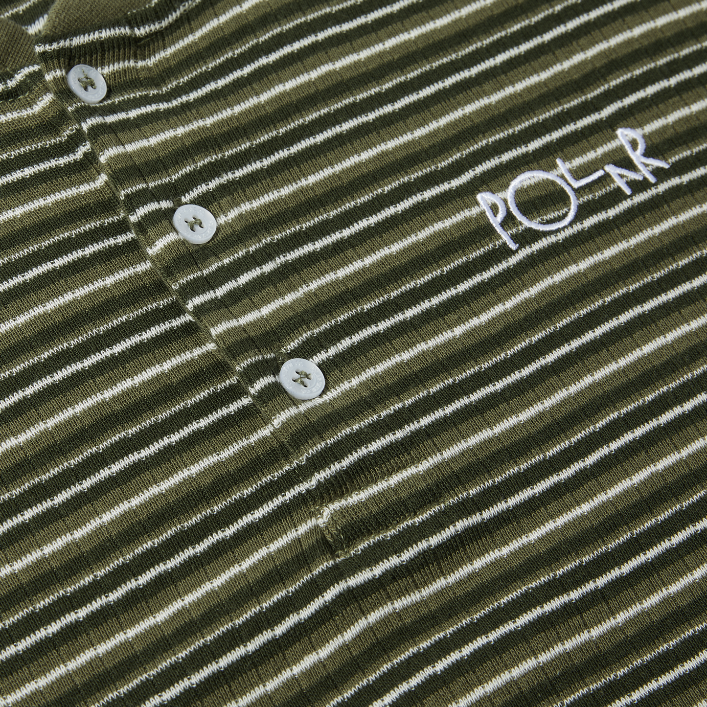POLAR SKATE CO. - Stripe Rib Henley Tee Uniform Green