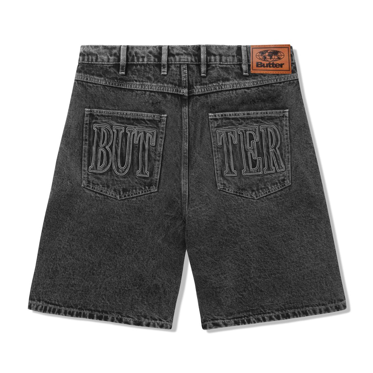 BUTTER GOODS - Applique Denim Shorts Acid Black