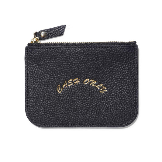 CASH ONLY - Leather Zip Wallet Black
