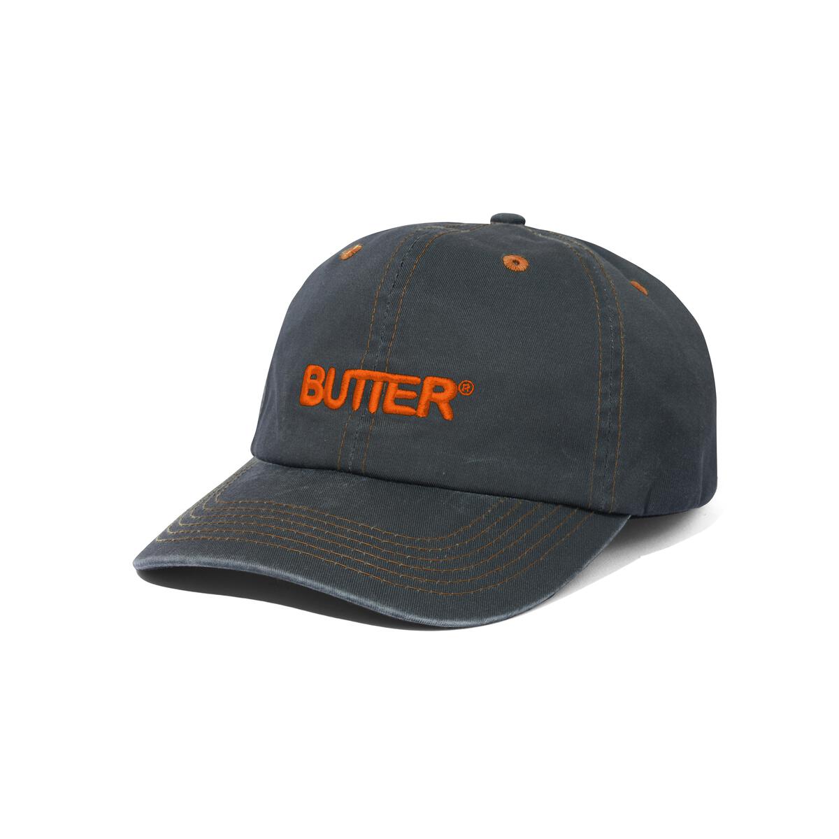 BUTTER GOODS - Rounded Logo 6 Panel Cap Black