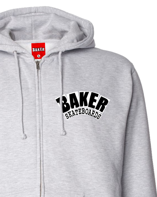 BAKER - Arch Logo Zip-Up Hoodie Heather Grey