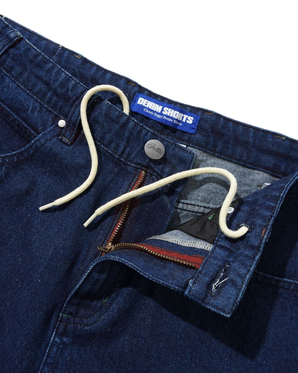 BUTTER GOODS - Drummer Baggy Denim Shorts Raw Dark Indigo