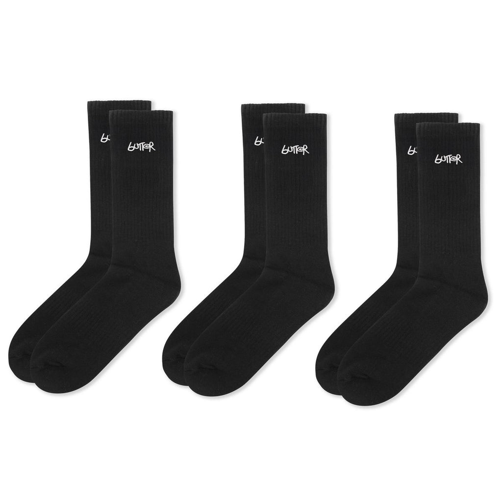 BUTTER GOODS - Basic Socks 3 Pack Black