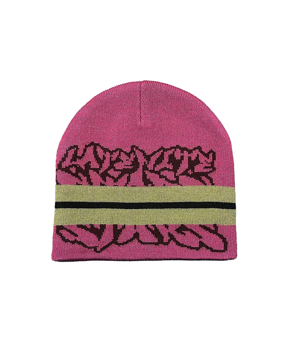 LATE NITE STARS - Striped Logo Beanie Red
