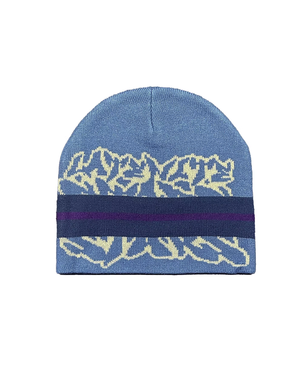 LATE NITE STARS - Striped Logo Beanie Blue