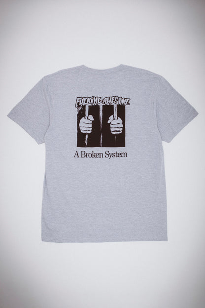 FUCKING AWESOME - A Broken System Tee Heather Grey