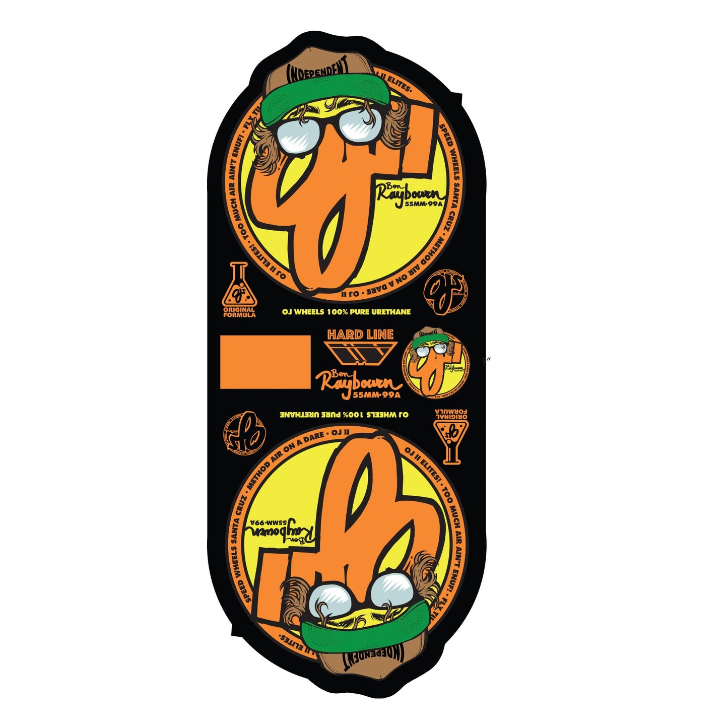 OJ WHEELS - 55mm Ben Raybourn Hat 2 Original White Hardline 99a