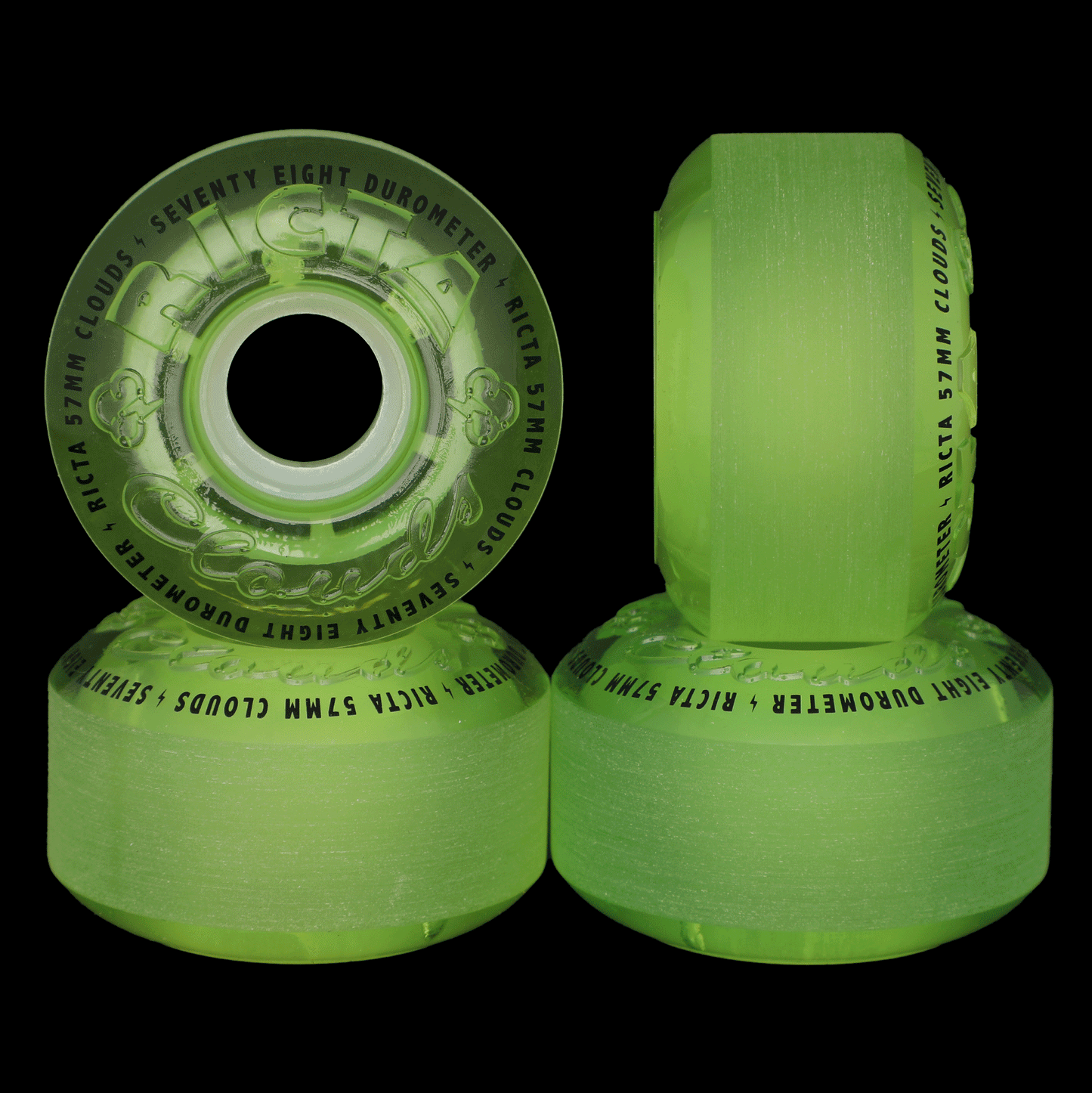 RICTA - 57mm Clouds Trasparent Green GLOW IN THE DARK 78a