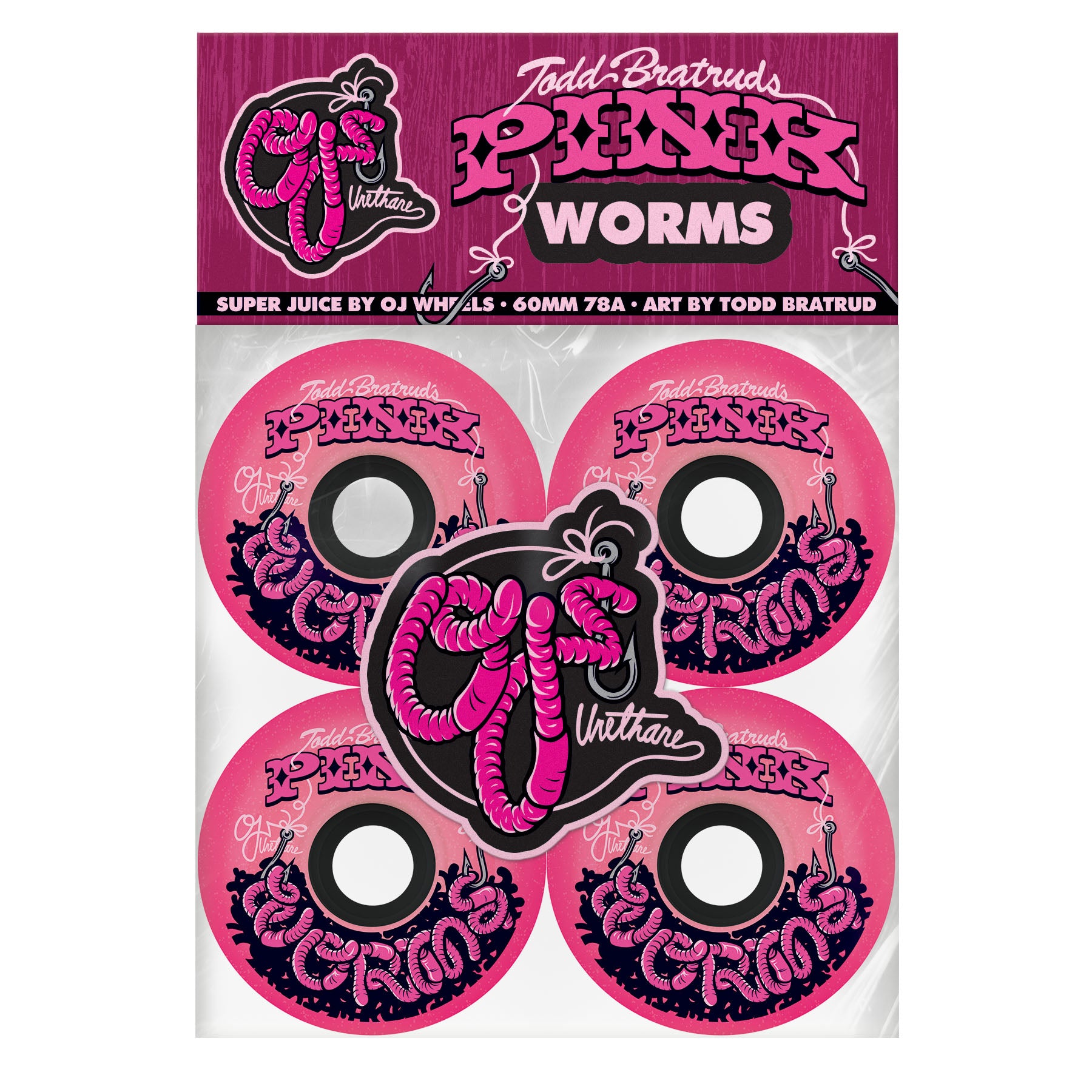 OJ WHEELS - 60mm Pink Worms Super Juice Pink 78a
