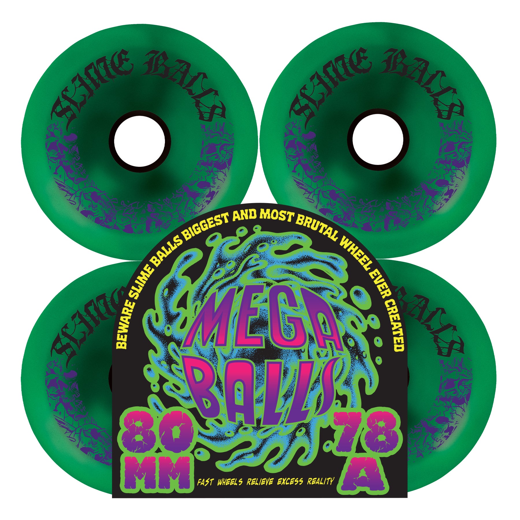 SLIME BALLS - 80mm Mega Balls Metallic Green 78a