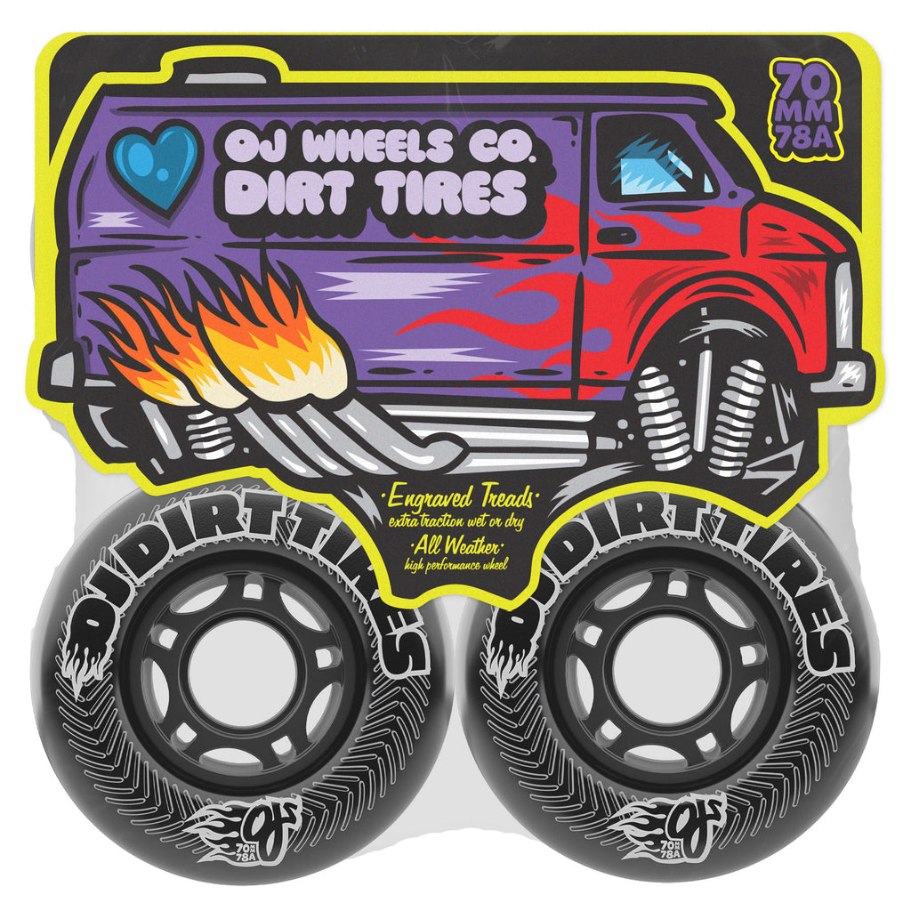 OJ WHEELS - 70mm Dirt Tires Thunder Juice Black 78a