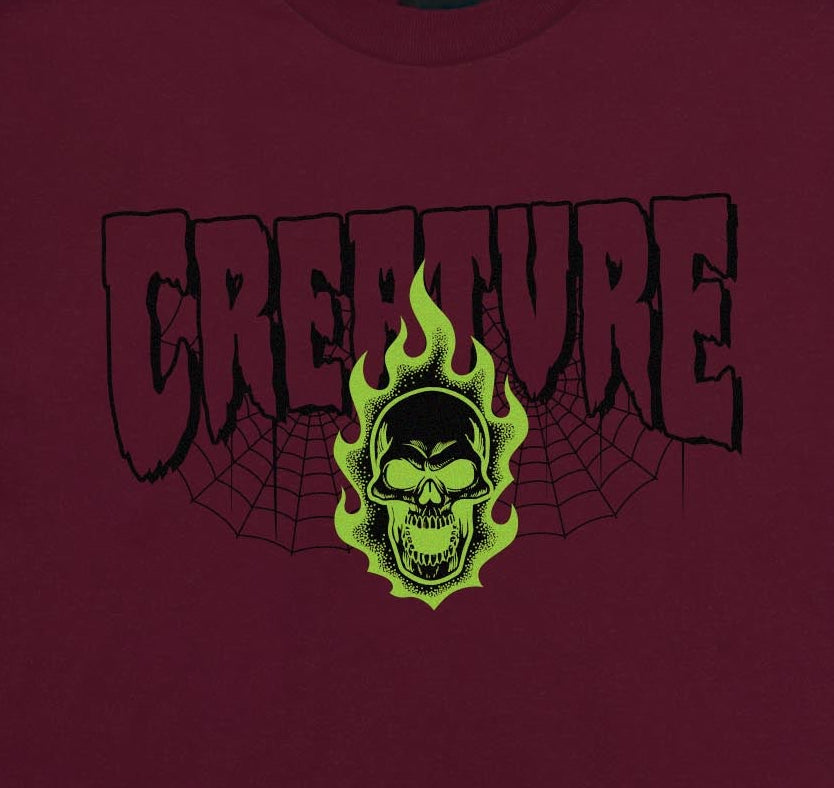 CREATURE - Bonehead 2 Relic Heavyweight Tee Maroon