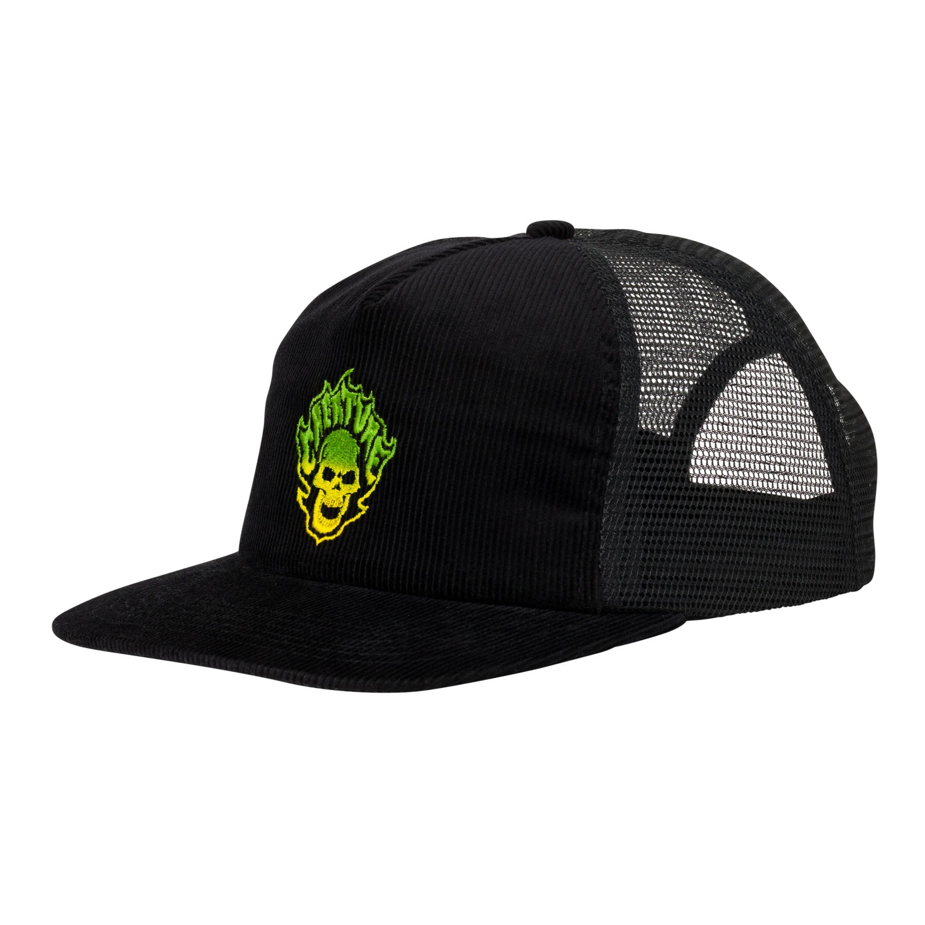 CREATURE - Bonehead Flame Mesh Trucker Unstructured Hat Black/Black