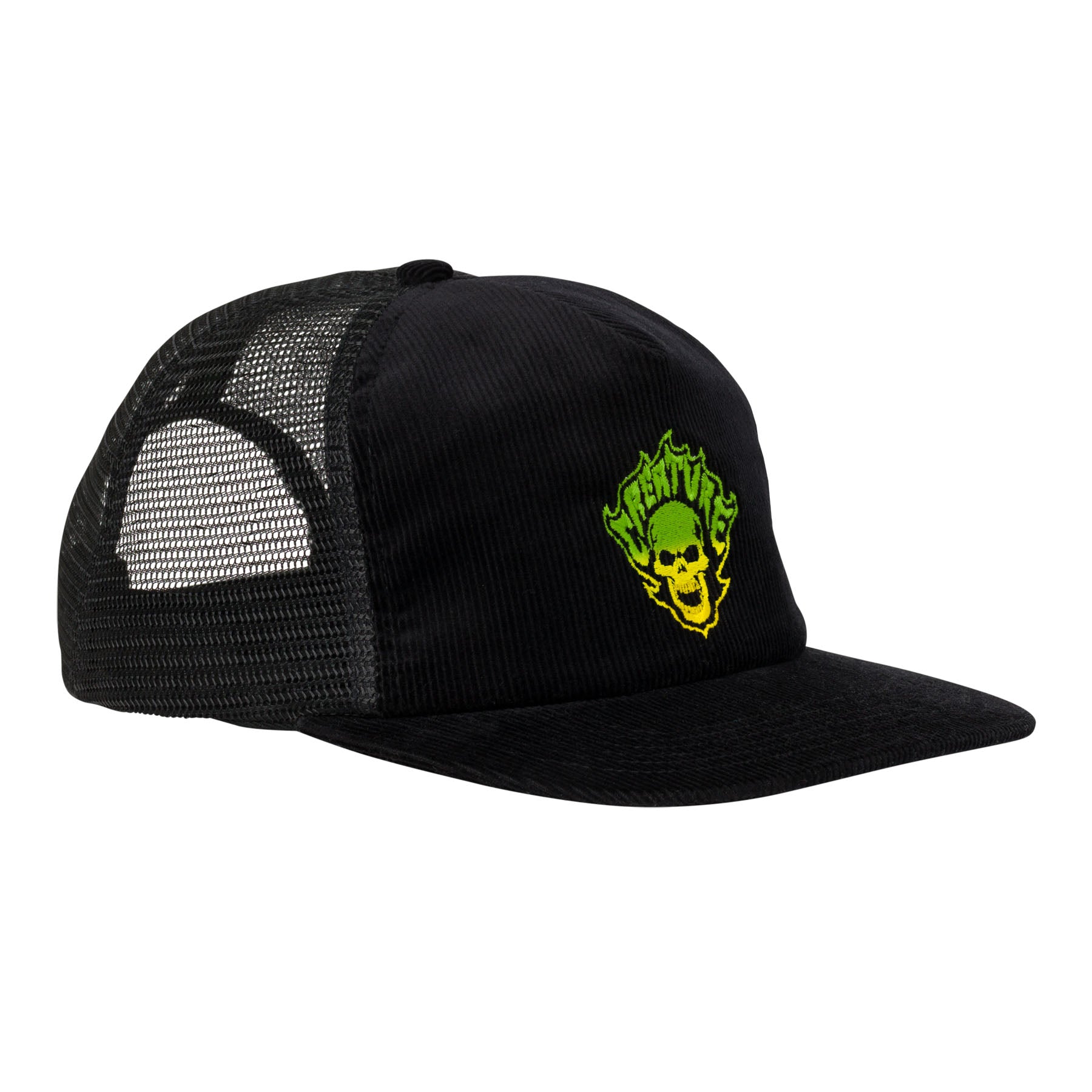 CREATURE - Bonehead Flame Mesh Trucker Unstructured Hat Black/Black