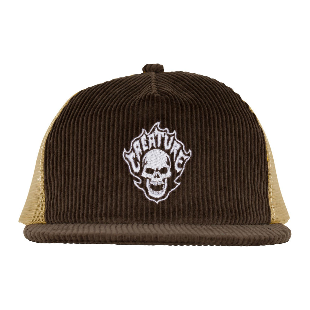 CREATURE - Bonehead Flame Mesh Trucker Unstructured Hat Brown/Tan