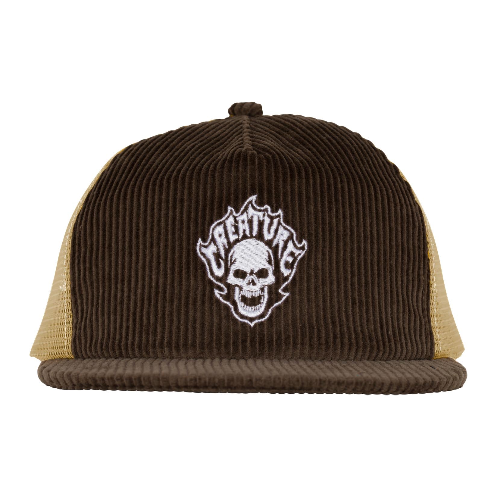 CREATURE - Bonehead Flame Mesh Trucker Unstructured Hat Brown/Tan