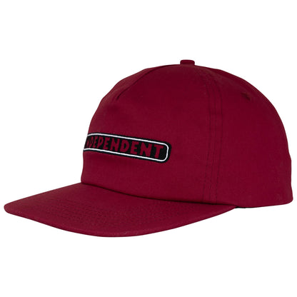 INDEPENDENT - Bar Logo Unstructured Snapback Burgundy