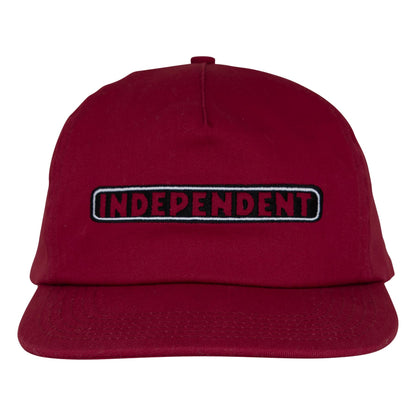 INDEPENDENT - Bar Logo Unstructured Snapback Burgundy
