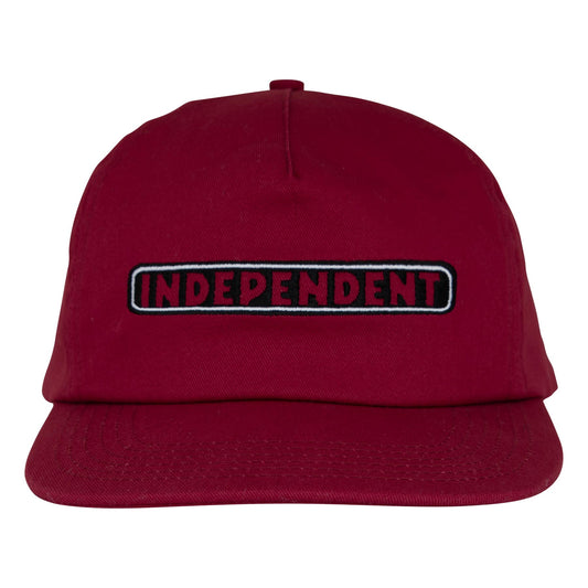 INDEPENDENT - Bar Logo Unstructured Snapback Burgundy