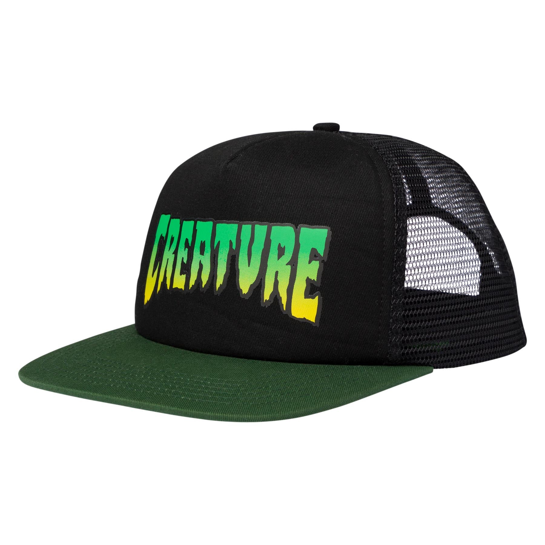 CREATURE - Logo Mesh Trucker Unstructured Hat Black/Green