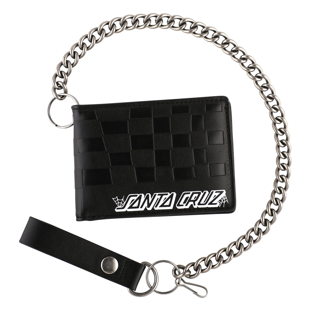 SANTA CRUZ - Check Web Strip Chain Wallet Black
