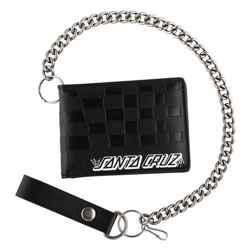 SANTA CRUZ - Check Web Strip Chain Wallet Black