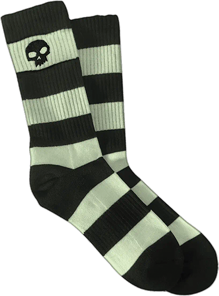 ZERO - Skull Stripe Crew Socks Black/Glow