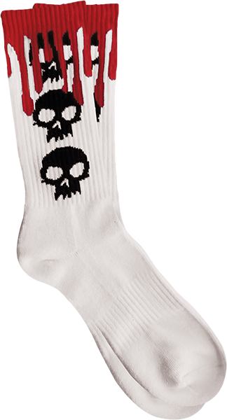 ZERO - 3 Skull Blood Socks White