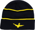 KROOKED - Bird Lightning Cuff Beanie Navy/Yellow