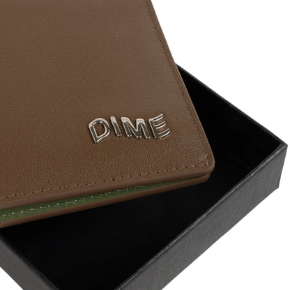 DIME - Leather Bifold Wallet Brown/Olive