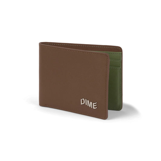 DIME - Leather Bifold Wallet Brown/Olive