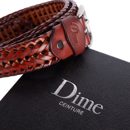 DIME - Braided Leather Belt Caramel/Brown