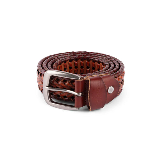 DIME - Braided Leather Belt Caramel/Brown