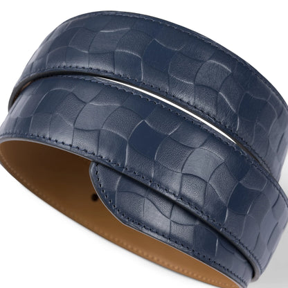 DIME - Checkered Leather Belt Navy