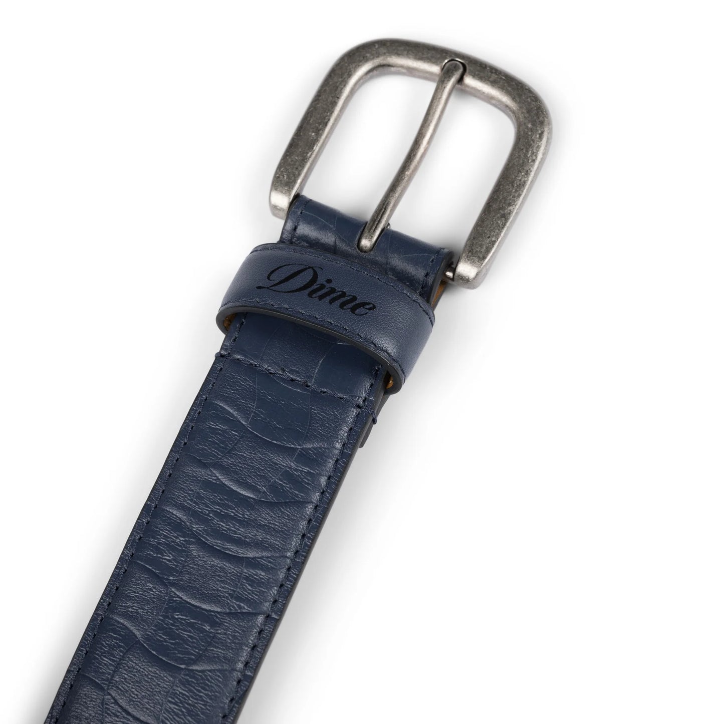 DIME - Checkered Leather Belt Navy