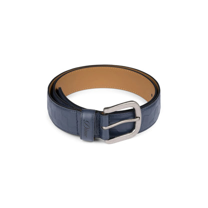 DIME - Checkered Leather Belt Navy