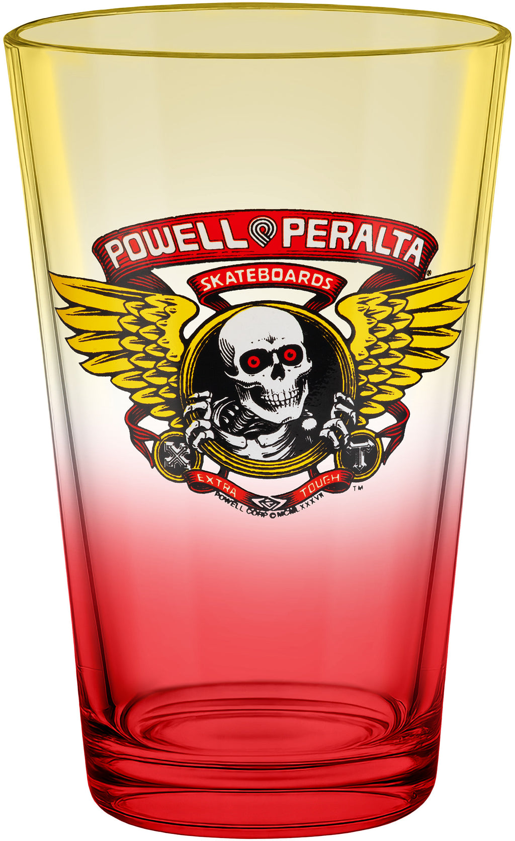 POWELL PERALTA - Winged Ripper Pint Glass Yellow/Red Fade