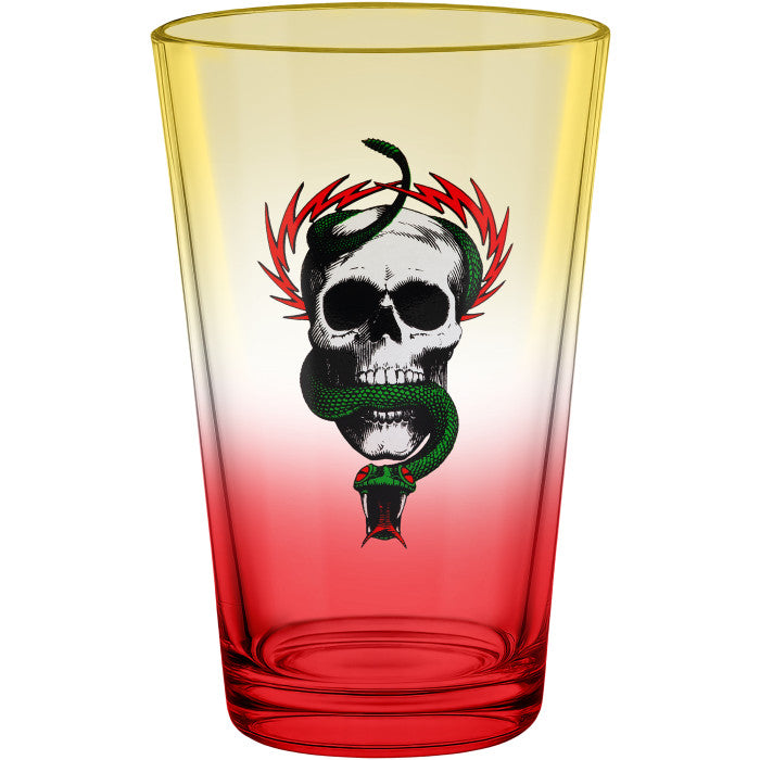 POWELL PERALTA - McGill Skull & Snake Pint Glass Yellow/Red Fade