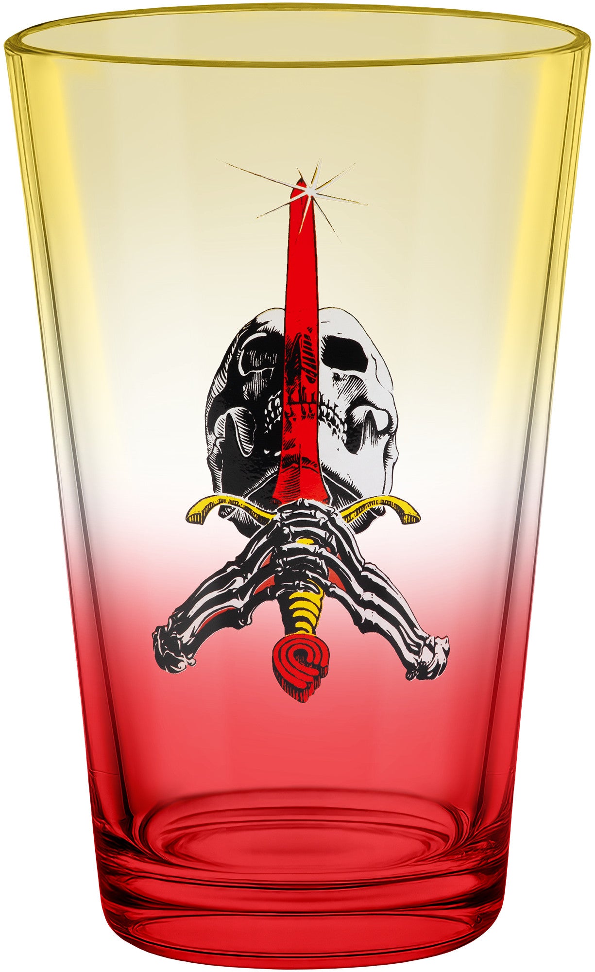 POWELL PERALTA - Skull & Sword Pint Glass Yellow/Red Fade