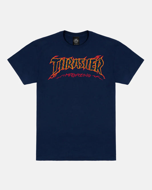 THRASHER - Cracked By Exteenager Tee Navy