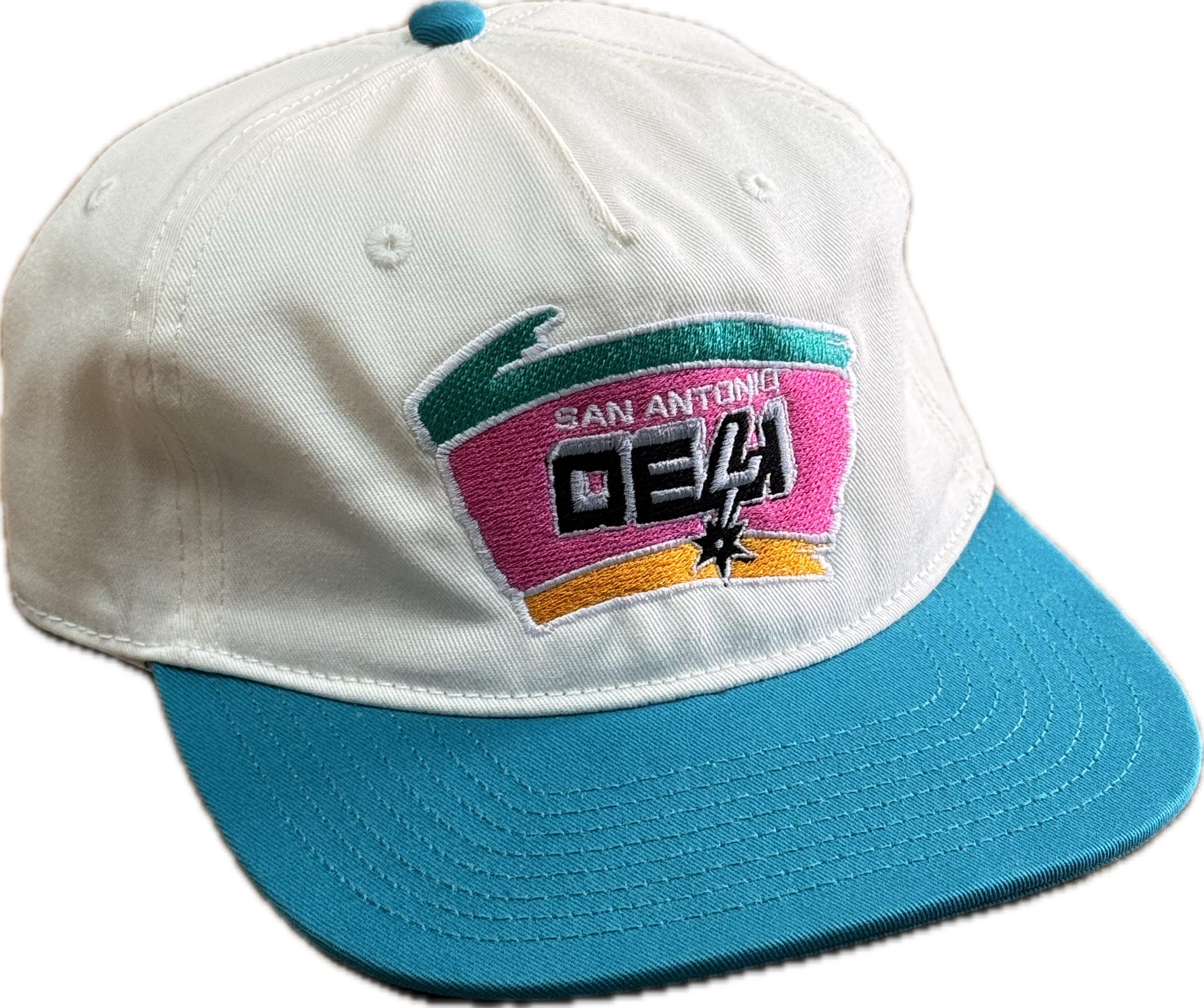 DELI - Splash Embroidered Snapback Hat White/Teal