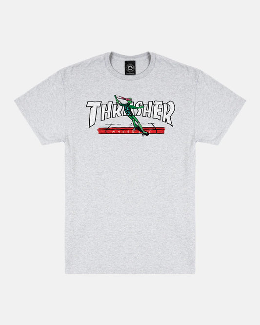 THRASHER - Red Curb by LSD Worldpeace Tee Ash Grey