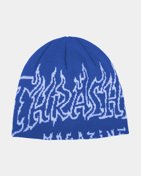 THRASHER - Fire Outlined Skully Beanie Blue