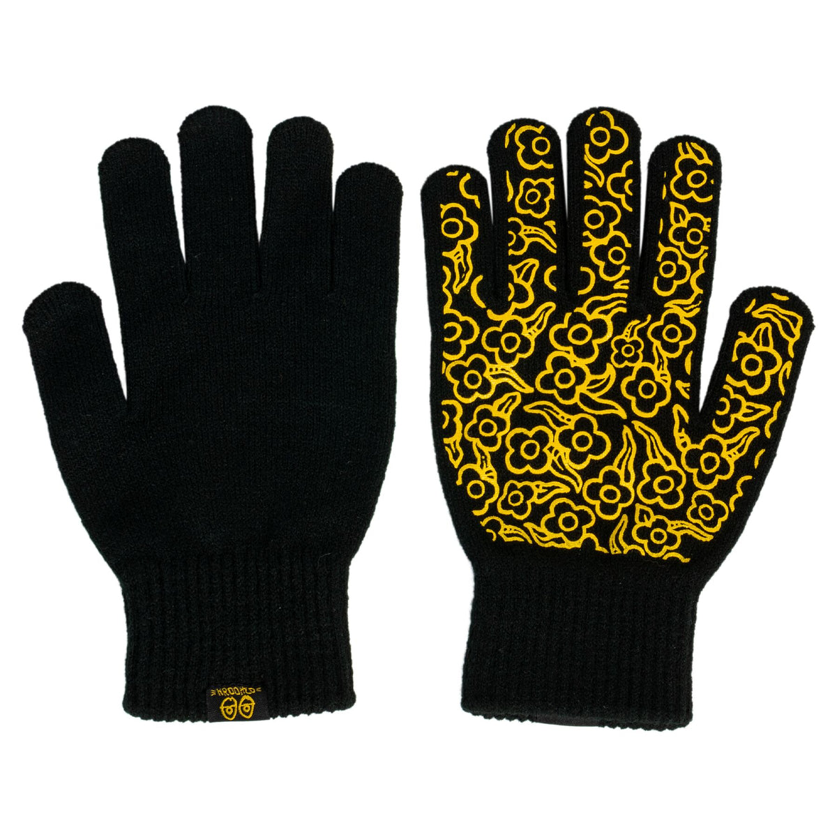 KROOKED - Flowers Knit Gloves Black