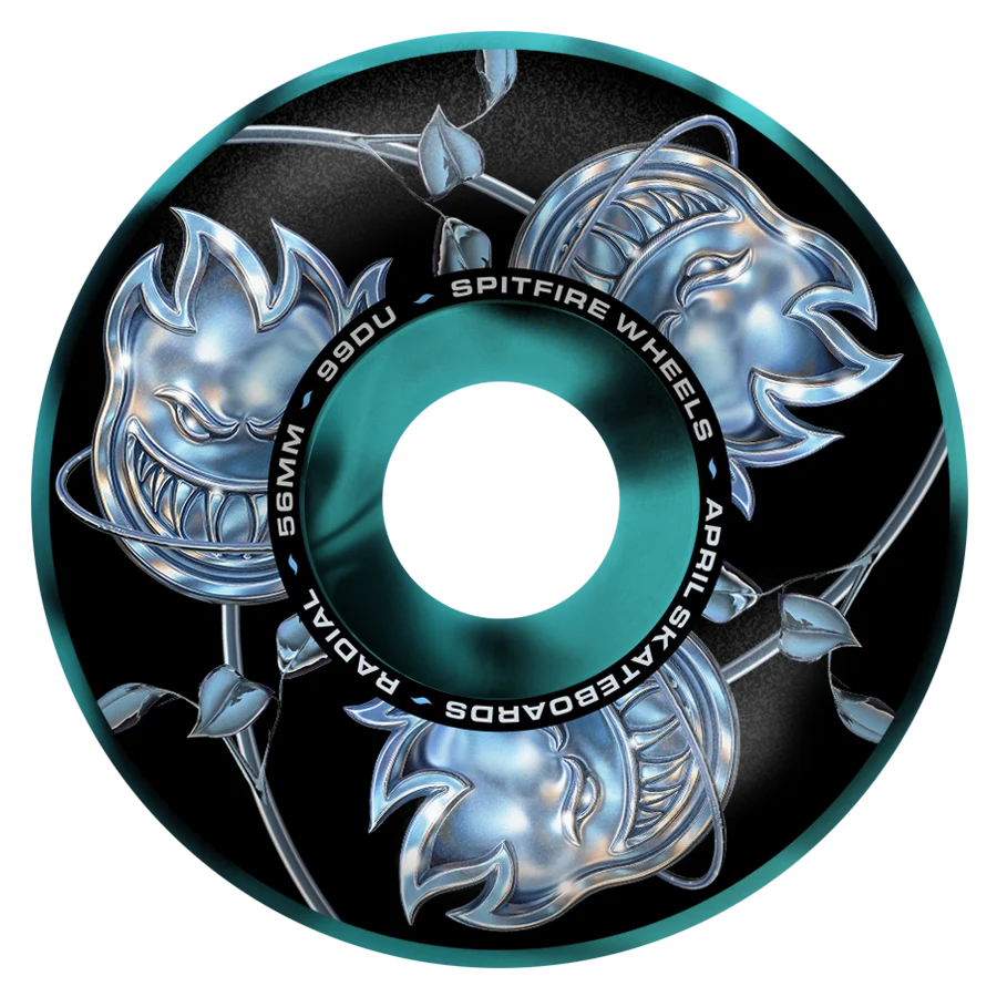 SPITFIRE - 56mm F4 April Bighead Black/Teal Swirl Radial 99a