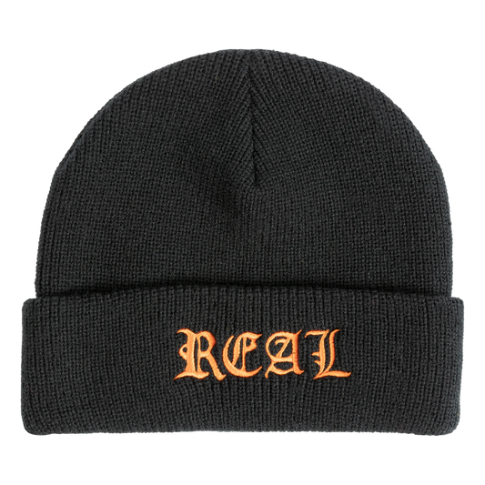 REAL - Script Cuff Beanie Black/Orange